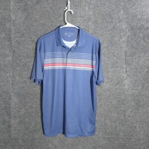 Bermuda Sands Polo Shirt Mens Medium Blue Striped Performance Golf Short Sleeve